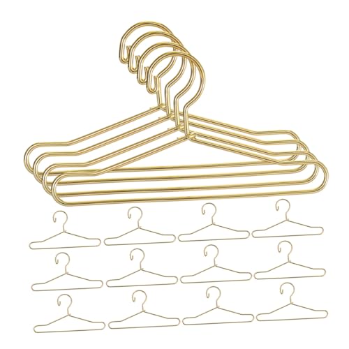TOYANDONA 25 Stück Teiliges Mini Kleiderbügel Gold Puppenhaus Miniatur Hänger für Puppenkleider Platzsparende Puppenkleiderstange Zubehör für Kreative Rollenspiele von TOYANDONA