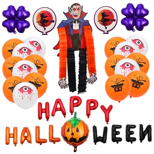 TOYANDONA 25 Teiliges Set Halloween Ballon Kombination Kinderparty Ballons Halloween Folienballon Halloween Dekoration Happy Halloween Ballon Dekorationen Happy Halloween Banner von TOYANDONA