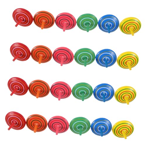 TOYANDONA 25St hölzerner Kreisel kleines Oberteil Holzplatte Bambus von TOYANDONA