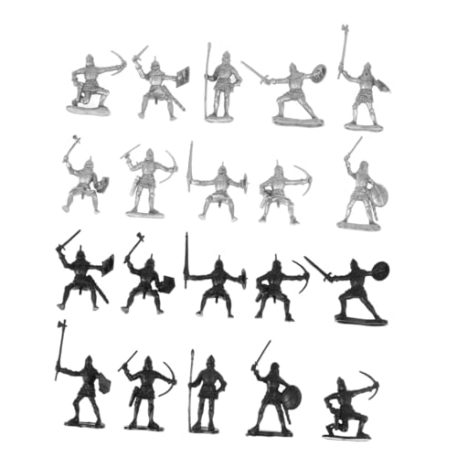 TOYANDONA 28 Stück Teiliges Kunststoff Soldaten Spielset mit Figuren Reitern und Pferden Mittelalterliche Kavallerie Modellspielzeuge für Robustes Armee für Jungen und Mädchen von TOYANDONA