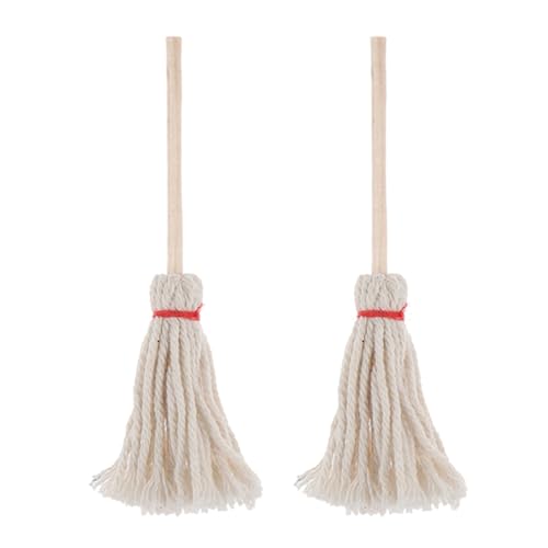 TOYANDONA 2St Baumwollmop für kinderspielzeug hühner spielzeuge/Puppenhaus Kid Toys 1:12 Haushaltsverzierung Puppenhaus-Reinigungsmopps Baumwolle Weiß von TOYANDONA