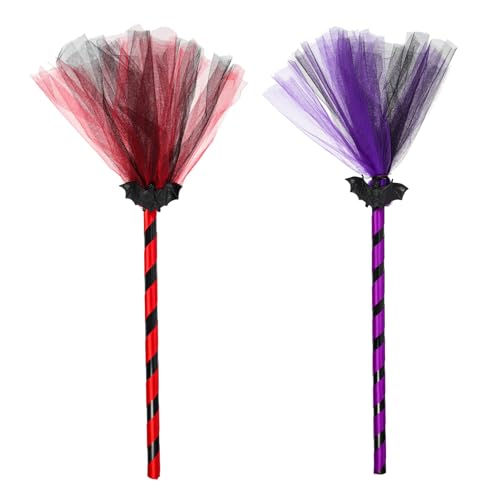 TOYANDONA 2St Besen der Maschenhexe Party Hose animiert glühen Tür Kessel Halloween Costume Halloween Kleidung Halloween kostün dekorative Besenstütze dekorative Hexenrequisite Gittergewebe von TOYANDONA