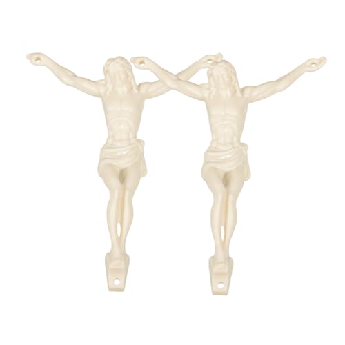 TOYANDONA 2St Jesus Accessoires Bunte Ornamente Jesus-Anhänger Anhänger Anhänger Religöse Schmuck Zubehör Christlicher Schmuck Jesus-Kruzifix-Anhänger Jesus-Figur-Charm Plastik Beige von TOYANDONA