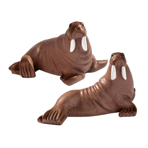 TOYANDONA 2St Kleine Landschaftsornamente simulieren Miniatur künstlich Aquarium Strand deko Walross-Modell kleine Tierfiguren Mini-Walrossfiguren Mini-Tierfiguren Harz Light Brown von TOYANDONA