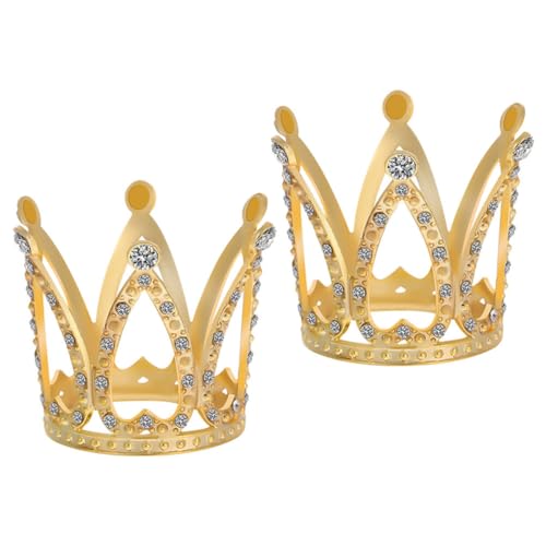 TOYANDONA 2St Krone Kuchen Mini-Geburtstagsbanner Fiesta Stolz Cupcake-Topper aufdecken Weihnachten weihnachtskrippe weihnachtsw hochzeitsdeko Hochzeitstortendekorationen Legierung Golden von TOYANDONA