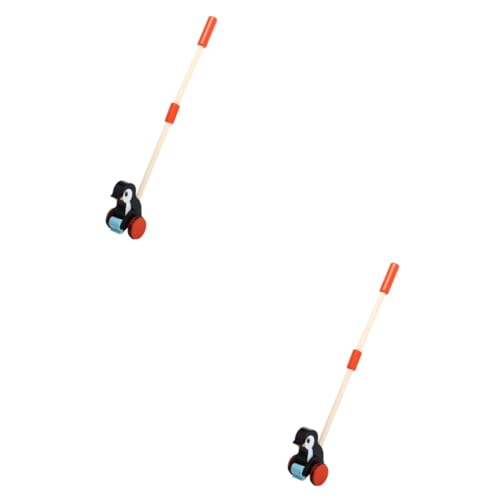 TOYANDONA 2St Lauflernhilfe Spielzeug für Kleinkinder Penguin Schiebespielzeug aus Holz Spielzeuge Babyspielzeug aus Holz Mädchenspielzeug sitzen, um schiefe Gehhilfe zu Stehen Spielzeugauto von TOYANDONA