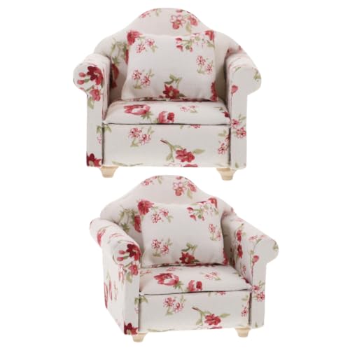 TOYANDONA 2St Mini-Einzelsofa Häuser Puppenhaus-Zeug puppenhaus möbel Dekoration puppenhaus Wohnzimmer möbel Mini-Sofa-Modell Mini-Möbelschmuck Mini-Hausdekoration dekoratives Mini-Sofa Holz von TOYANDONA