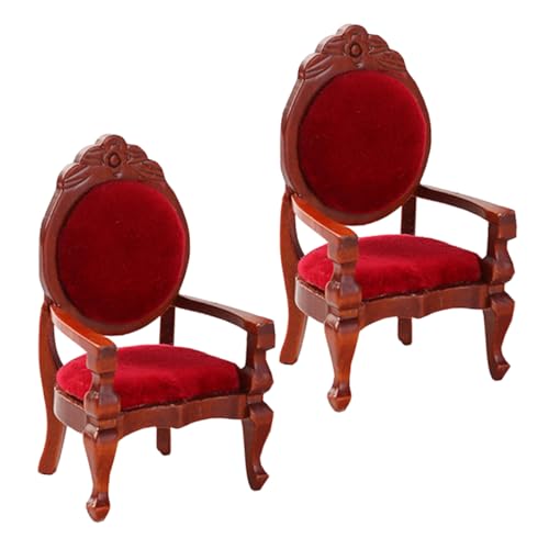 TOYANDONA 2St Pfirsich-Sessel E10 Glühbirne Reagenzglas-Wäscheständer Zubehör-Taste Kleidungspuppe Hausdekoration für kinderspielzeug Puppenstubenmöbel Mini-Stuhl Birke rot von TOYANDONA
