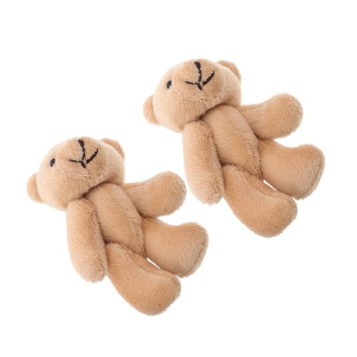 TOYANDONA 2St Puppenhauspuppe Geburtstags Übernachtungs Dekoration Hochzeitsdekoration, Partygeschenk kleine weiche Bärenpuppe kurzer Plüsch Beige von TOYANDONA
