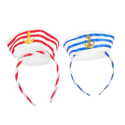 TOYANDONA 2St Stirnband verstellbare Schiffs-Matrosenkappe Hut-Haarreifen randlose Kappe matrosenmützen Segler Hut Haarreif Cosplay-Versorgung Cosplay-Matrosen-Hut-Stirnbänder Vlies von TOYANDONA