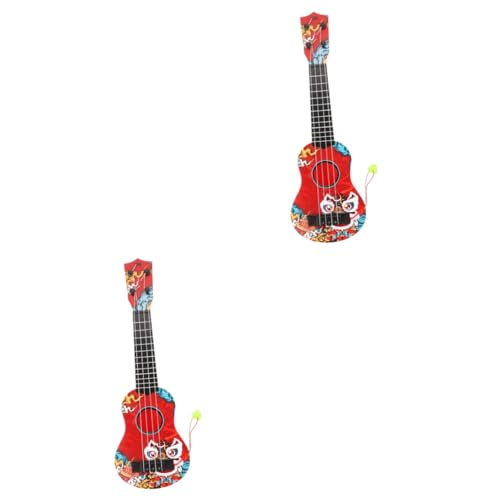 TOYANDONA 2St Ukulele für Kinder Gitarre Modelle Spielzeuge Ukulele zum Verschenken Kinderspielzeug Simulations-Ukulele Kann Spielen Musikinstrument Saiteninstrument Kleinkind Plastik rot von TOYANDONA