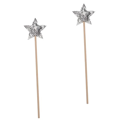 TOYANDONA 2St Zauberstab Mädchen Bausatz Fee Spielzeit Spiral- Fairy Wand Party zubehör Kinderzimmer Dekoration Performance-Requisiten Glitzersterne Zauberstäbe Stoff Silver von TOYANDONA