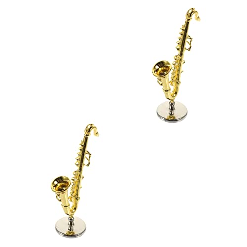 TOYANDONA 2st Zubehör Für Puppenhäuser Saxoboom Miniaturen Simulationsinstrument Ornament Miniatur-Saxophon Blechbläser Saxophonpfeife Musical Kleines Saxophon Musikinstrument Legierung Mann von TOYANDONA