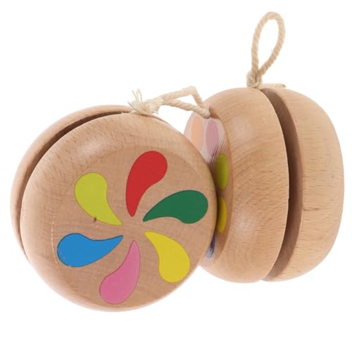 TOYANDONA 2St hölzernes Jo-Jo Spielplatz Outdoor Spaß und Bildung Klassisches reaktionsschnelles reaktionsschnelle Holz Light Brown von TOYANDONA