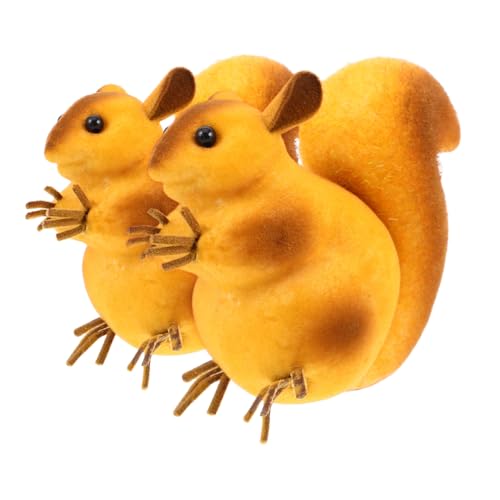 TOYANDONA 2St kleines Eichhörnchen-Modell Realistische Tierfiguren Lebensechte Tiermodelle kleines Tier Eichhörnchen Staubbürste Reinigungsbürste Spieße kleines Eichhörnchen-Ornament Schaum von TOYANDONA