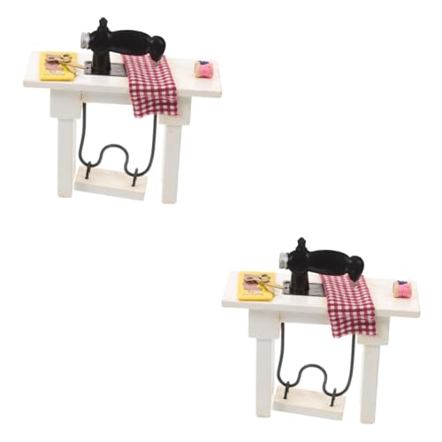 TOYANDONA 2St nähmaschinen Modell Weihnachts präsente Wohnkultur Möbel Tischstatue Mini-Vintage-Nähmaschinenmodell Puppenhaus Ornamente Spielzeug Zubehör von TOYANDONA