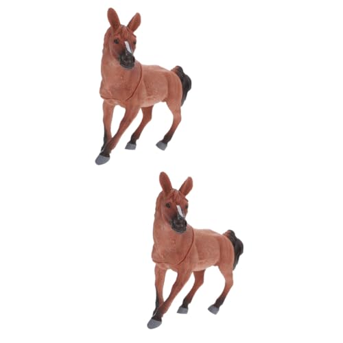 TOYANDONA 2st Simulierte Tierornamente Pferdefiguren Ziegenstatue Wildtier-sammelfigur Miniaturen Miniatur-tierfiguren Simulation Pferdefigur Zubehör Die Kuh Plastik Kind von TOYANDONA
