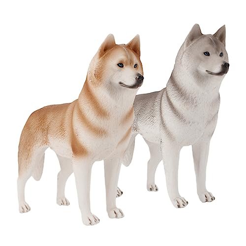TOYANDONA 2Stücke Gefälschte Husky Hunde Realistisches Modell Tischdekoration Hundeornament für für Zuhause und Büro von TOYANDONA