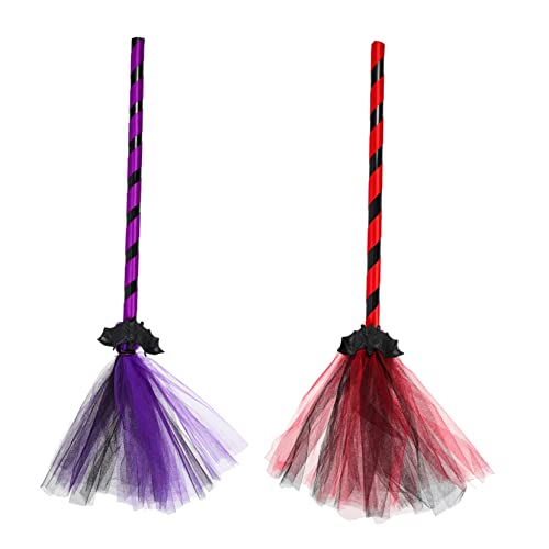 TOYANDONA 2Stücke Halloween Dekoration Hexenbesen Requisiten für Tanzpartys Rote und Bat Netz Gauze für Halloween Feiern und Cosplay TOYANDONA 2Stücke Halloween Dekoration Hexenbesen Requisiten für Tanzpartys Rote und Bat Netz Gauze für Halloween Feiern und Cosplay von TOYANDONA