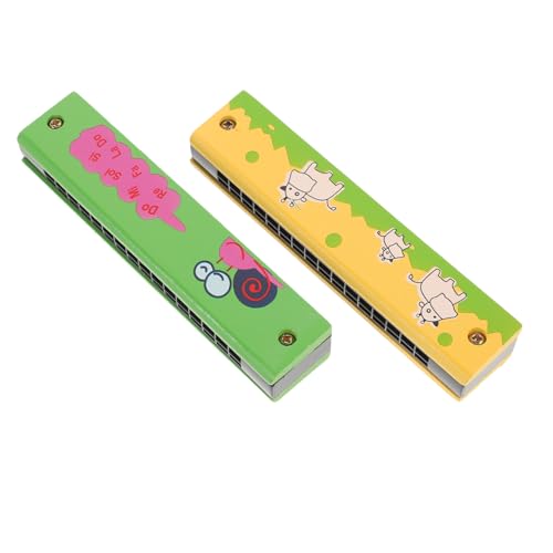 TOYANDONA 2 Stücke Holz Mundharmonika 16 Löcher für Kinder Tragbares Musikinstrument für Anfänger Pädagogisches Musikspielzeug von TOYANDONA