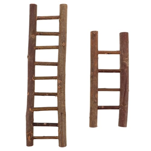 TOYANDONA 2er-Set Mini-Leiter: Kleine Holzstufenleiter für Puppenhaus, Treppenmöbel-Dekor, Zubehör für DIY-Landschaftsgestaltung von TOYANDONA