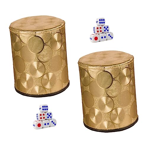 TOYANDONA 2er-Sets-Box Farbbecher -würfelset Spiel Würfelbecher Golden Pu-Leder von TOYANDONA