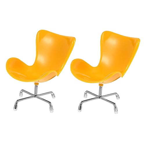 TOYANDONA 2st Egg-Stuhl-Sessel -Miniatur-Stuhl Miniatur-stuhlmodell Mini-drehsessel Miniatur-sesselspielzeug Mini-drehstuhl Miniatur-hausstuhl Mini-haussessel Plastik Yellow von TOYANDONA