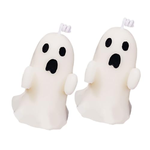 TOYANDONA 2st Halloween-geisterkerze Halloween-Kerzen Geführte Kerze Batterie-teelichter Led-Kerzen Flackern Laternen Halloween-Geist-anhänger Led-Kerzen Halloween Weiß Sojamischwachs von TOYANDONA