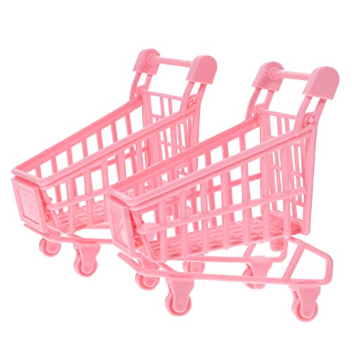 TOYANDONA 2st Mini-Trolley Wagen Tasche Sitz Korb Faltbar Babyzubehör Trolley-Ornamente Desktop-Foto-Requisiten Rosa Eisen von TOYANDONA