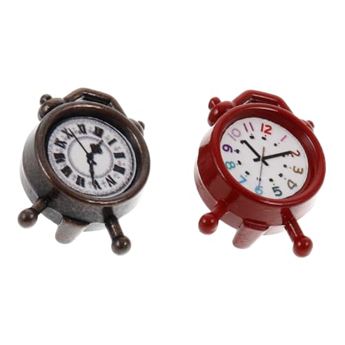 TOYANDONA 2st Mini-wecker Miniaturuhrspielzeug Süße Figuren Puppenhaus Wohnzimmer Möbel Puppenhausuhr Puppenhaus-wohnzimmerdekoration Mini-Sachen Miniaturen Zum Basteln Minifiguren Legierung von TOYANDONA
