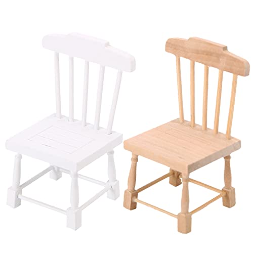 TOYANDONA 2st Möbelmodell Miniatur Kinderbetten Bausatz Hochstuhl Zubehör Anzeige Kinderwagen Bausätze Puppe Kinderversorgung Mini-hausbedarf Mini-Stuhl Desktop-mini-möbel Hölzern von TOYANDONA