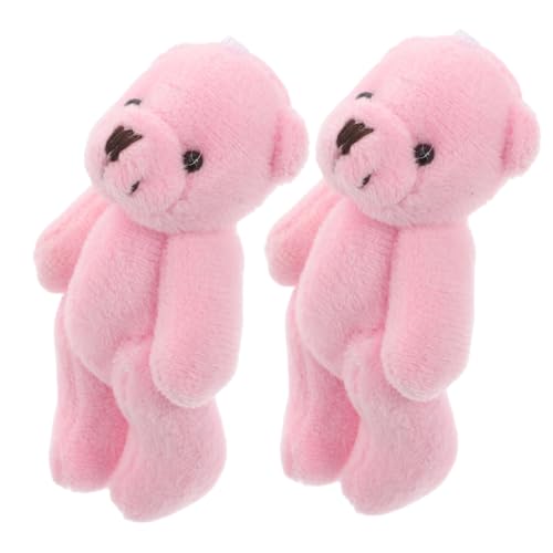 TOYANDONA 2st Puppenhauspuppe Kleine Bären Mini-kuscheltiere Minibären Für Die Babyparty Mini-bärenpuppen DIY Plüschbär Mini-bärenspielzeug Mini-Puppen Kleiner Plüschbär Kurzer Plüsch Rosa von TOYANDONA