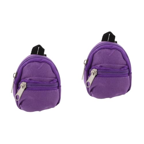 TOYANDONA 2st Puppenrucksack Mini-rucksäcke Mini-Rucksack-schlüsselanhänger Zubehör Für Die Puppenhausschule So Tun, Als Spiele Rucksack Miniaturen-Rucksack Puppenreisetasche Violett Stoff von TOYANDONA