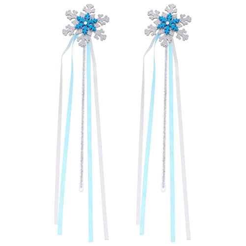 TOYANDONA 2st Schnee Zauberstab Feenstab Bausatz Schneeflocken Schneebälle Dekorativer Zauberstab Stützstab Kostüm-Requisite Multifunktionale Feenstäbe Kunststoff Silver von TOYANDONA