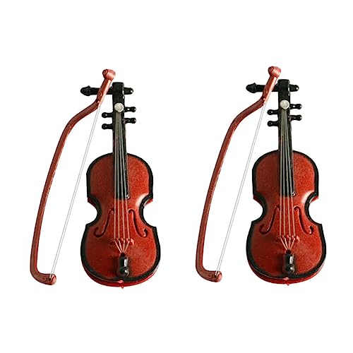 TOYANDONA 2st Simulierte Geige Kleine Geige Mini- Für Musikinstrumente Mini-geigendekoration Kleinste Geige Der Welt Kleinster Geigen-schlüsselanhänger Mini-Violine-Modell Brown Abs von TOYANDONA