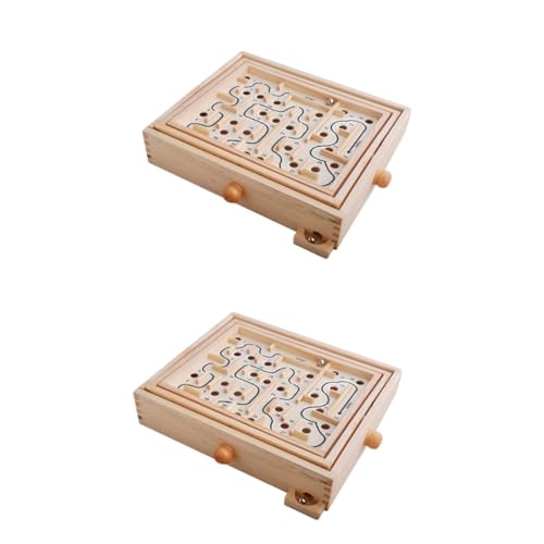 TOYANDONA 2st Spielzeuge Rätsel Balancierendes Perlenspielzeug Labyrinth Aus Holzperlen Labyrinth Puzzles Perlen Hölzern Ball Bambus Kind von TOYANDONA