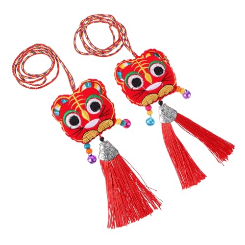 TOYANDONA 2st Tiger-anhänger Tiger-Maskottchen- Schöner Tiger Feng Shui Anime-plüsch Ausgestopftes Tierspielzeug Plüschtiere Puppe Plüsch Tiger Puppe Wohnkultur Stoff Rot von TOYANDONA