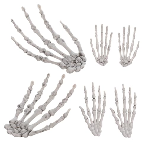 TOYANDONA 3 Paare Halloween Skelett Hand Dekoration Gruselige Knochenhand Ornamente für Haunted House Party Deko Requisiten Spukhaus Zubehör für Horror Motto Veranstaltungen von TOYANDONA
