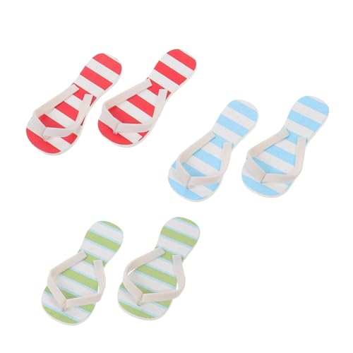 TOYANDONA 3 Paare Miniatur Hausschuhe Sommer Slipper aus Langlebigem Material Realistische Puppenhaus Deko für Mikro Landschaft Geeignet für DIY und Mini Haus Szene Farblich Sortiert Rot von TOYANDONA