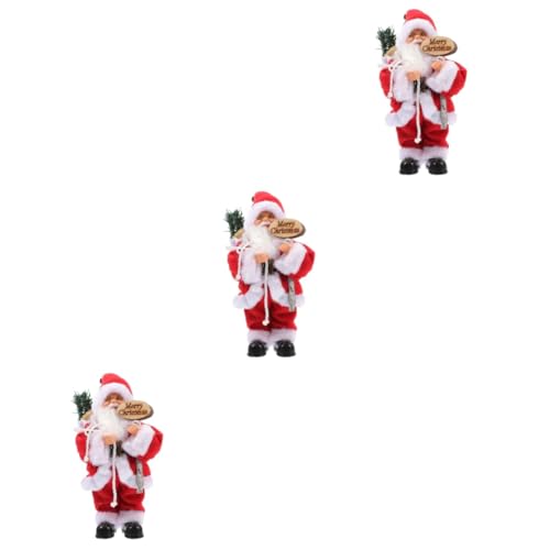 TOYANDONA 3 STK Elektrischer Weihnachtsmann Geschenke Für Kinder Geschenke Für Alte Männer Geschenk Für Kinder Weihnachtsschmuck Spielzeuge Weihnachtsbaum Ältere Stoff Elektrisches Licht Rot von TOYANDONA