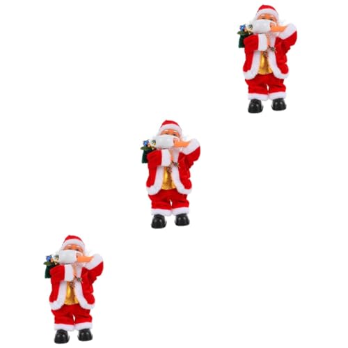 TOYANDONA 3 STK Elektrischer Weihnachtsmann Weihnachts-Sankt-Spielzeug Weihnachten winterdeko Weihnachts Party Spielzeuge Weihnachtssto Weihnachts elektrische Puppen Tanzender Weihnachtsmann von TOYANDONA