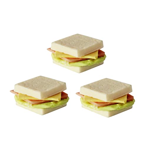 TOYANDONA 3 STK Mini-Sandwiches realistische Lebensmittelrequisiten gefälschte Lebensmittelspielzeuge für kinderspielzeug Miniaturfutter Puppenhaus-Miniatur-Essen Harz von TOYANDONA