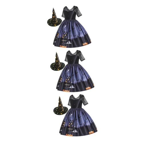 TOYANDONA 3 STK Prinzessinnenkleider Für Mädchen Schwarzer Rock Hexen-Cosplay-kostüme Cartoon-röcke Kostüme Für Mädchen Hexenkostüm Für Mädchen Hexen-Cosplay-Outfit Halloween Maske Kind von TOYANDONA