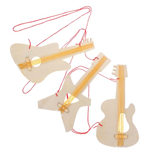 TOYANDONA 3 STÜCKE Holz Gitarren für DIY und Bastelspielzeug Musikalisches Instrument für Kreative Bastelstunden für Partys und Musikunterricht von TOYANDONA