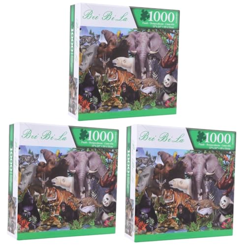 TOYANDONA Puzzle 3 Sätze à 1000 Stück Rätsel Für Erwachsene Waldtier-Puzzle Rätsel Geschenk Malerei Papier Spaß von TOYANDONA