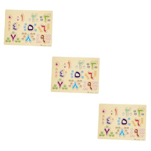 TOYANDONA 3 Sätze Arabisches Rätsel Buchstabenblöcke Arabisch Lernen Kinderbuch Babyspielzeug aus Holz Spielzeuge Kindererziehung Spielzeug Lernspielzeug Puzzle Brett greifen Vorschule von TOYANDONA