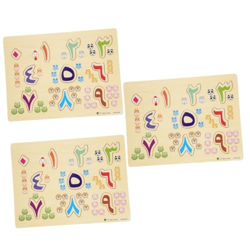 TOYANDONA 3 Sätze Arabisches Rätsel Spielzeug Für 2 Jährige Lernen Alphabet-Diagramm Für Kleinkinder Spielzeug Für Kinder Arabisches Zahlenrätsel Bodenrätsel Vorschule Briefbrett Puzzle Holz von TOYANDONA