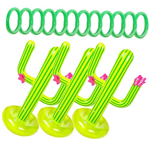 TOYANDONA 3 Sätze Aufblasbares Kaktusspielzeug Und Schwebend werfen Kaktus-Ring- aufblasbares aufblasbare Dekoration Aufblasbares Kaktus-Ringwurfspiel PVC Zufällige Farbe von TOYANDONA