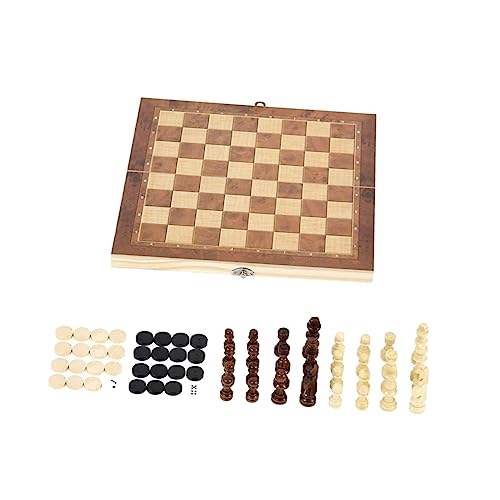 TOYANDONA Puzzle-Spielzeug 3 Sätze DREI in Einem Schach Schachbrett Speicherbrett Kind Erwachsener Hölzern Lernspielzeug von TOYANDONA