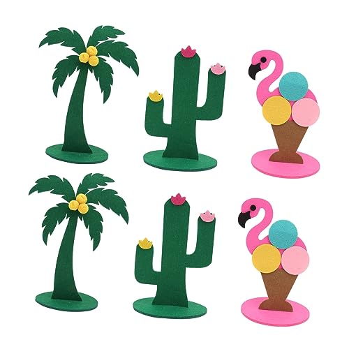 TOYANDONA Niedliche Filz-Flamingo-Desktop-Dekoration Kokosnussbaum 3 Sets Filz-Handwerk Flamingo- Für Party von TOYANDONA